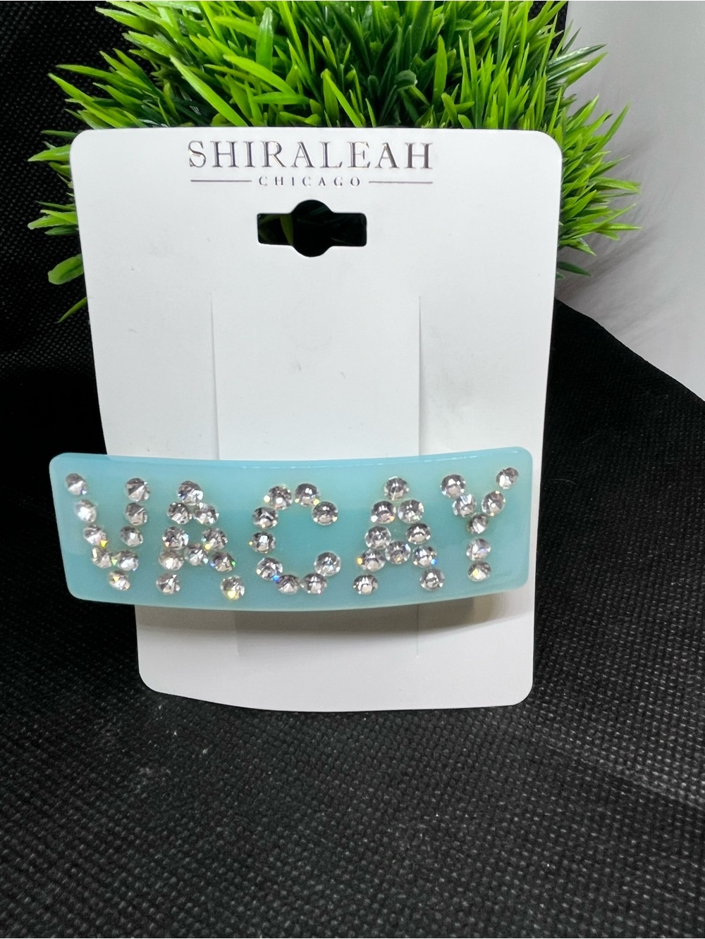 Shiraleah Light Blue 'VACAY' Crystal Hair Clip